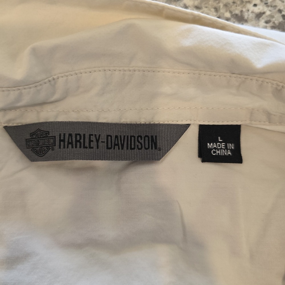 Harley Davidson Womens Sleeveless Motorcycle Collared Shirt Large Off White.C133 - Picture 6 of 13